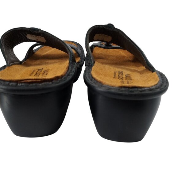 Naot Black Leather Wedge Beaded Sandals Size 36 US 6 Comfort Rhinestone - Picture 5 of 12